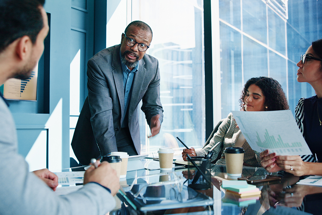 Team meeting focused on best practices for advanced end to end procurement operations