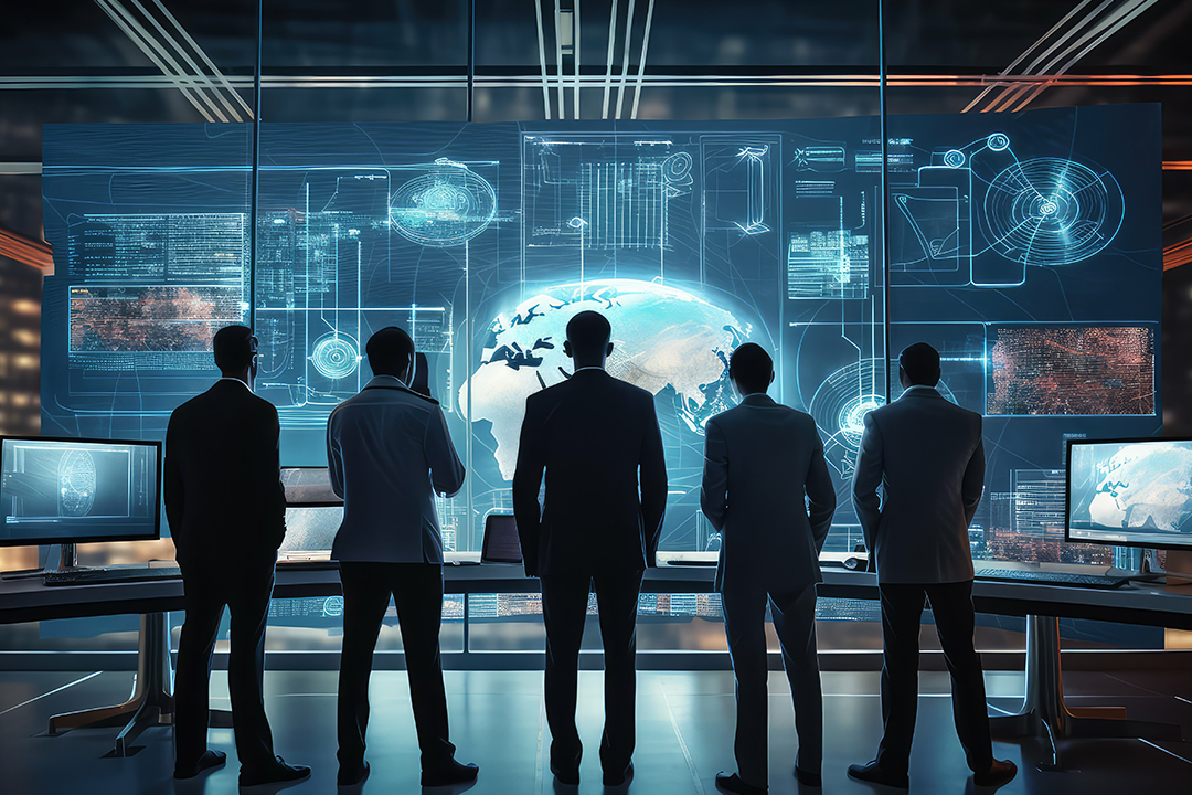 Executive team reviewing challenges related to end to end supply chain management