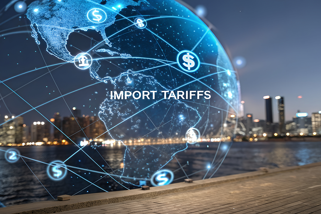 Supply and demand arrows highlighting tariff-related trade costs